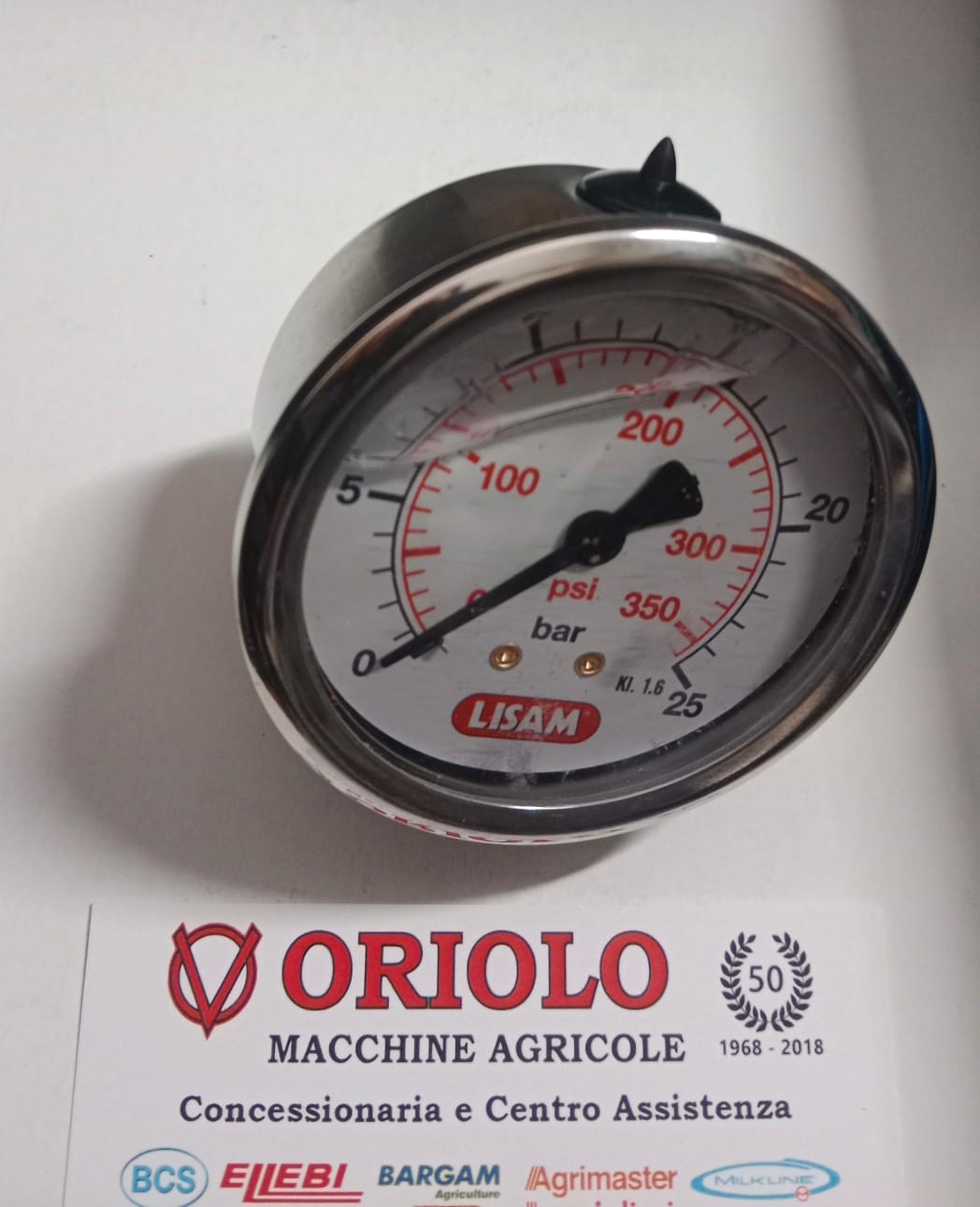 MANOMETRO ORIZZONTALE CON GLICERINA D.60 25 Bar
